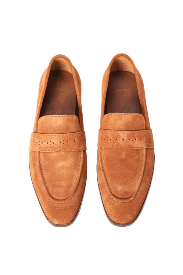 Caramel Suede Penny Loafers