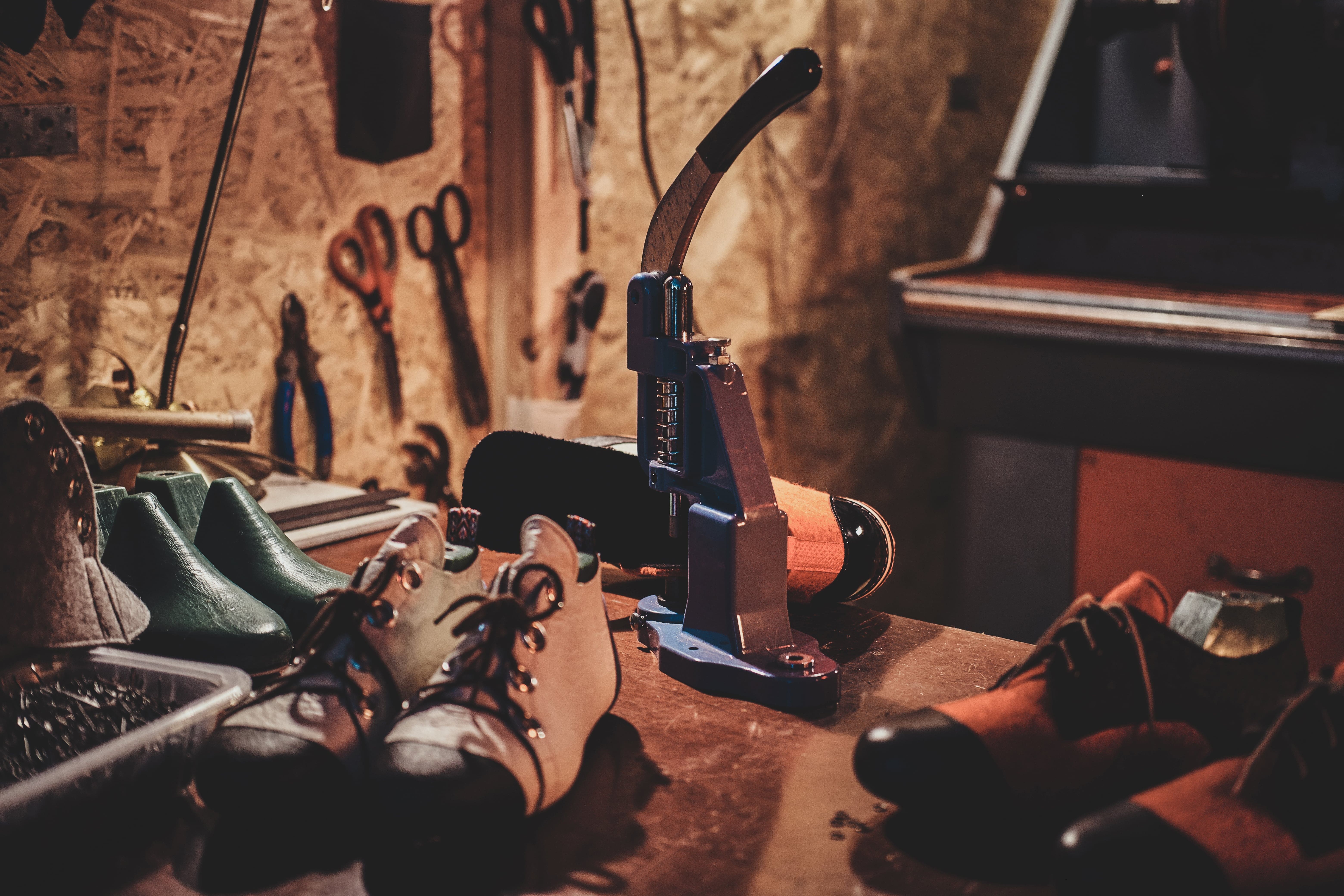 machine-tool-table-with-shoes-making-holes-laces-cobbler-s-workshops